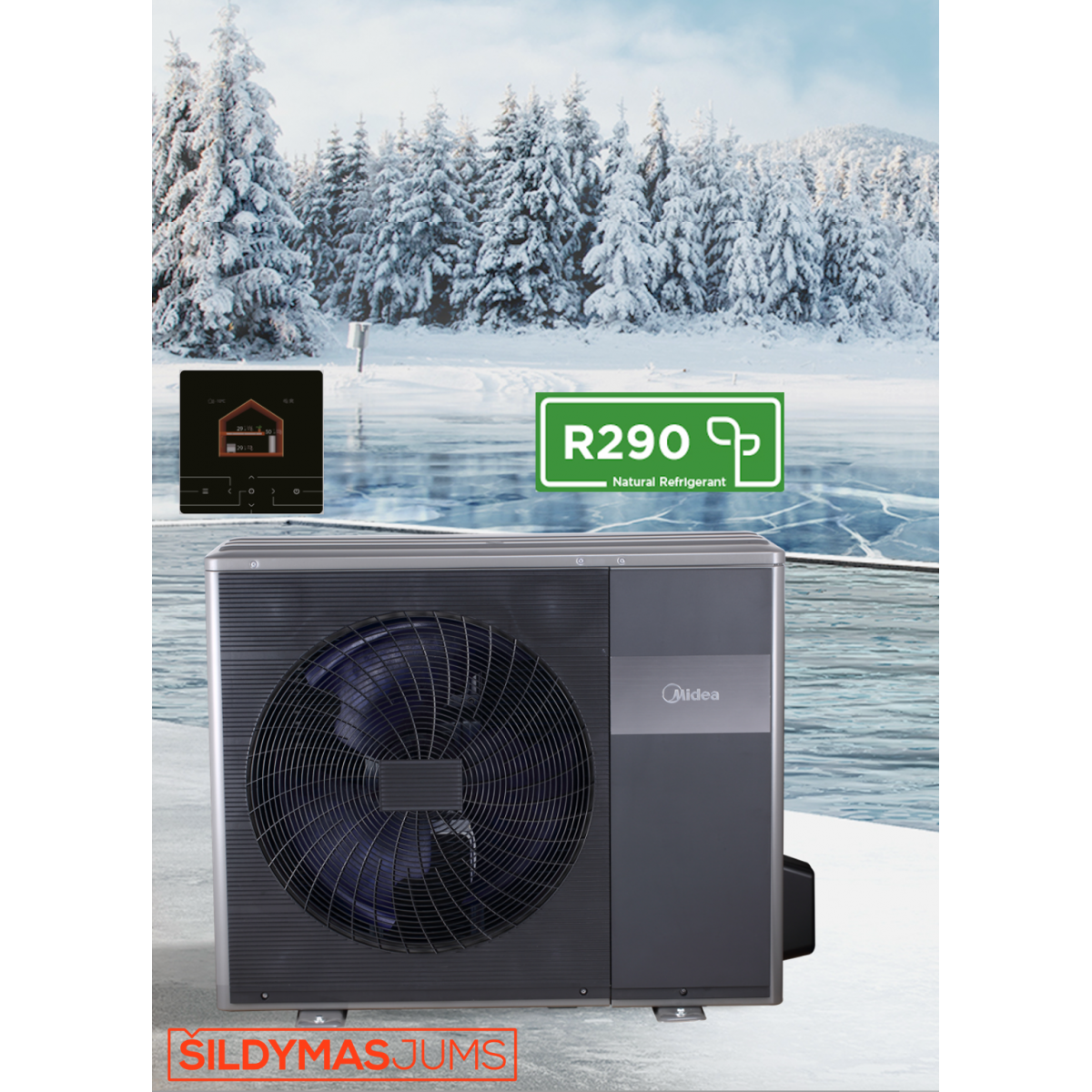 Midea šilumos siurblys 9,5 kW 400 V, (monoblokas) su 9 kW el. tenu, R290 MHC-V10WD2RN7-B Midea šilumos siurblys 9,5 kW 400 V, (monoblokas) su 9 kW el. tenu, R290 MHC-V10WD2RN7-B